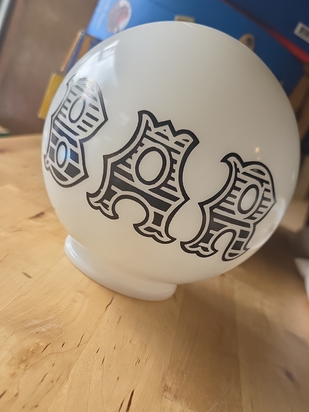 White Bar Globe Vase with Black Graphic Accents